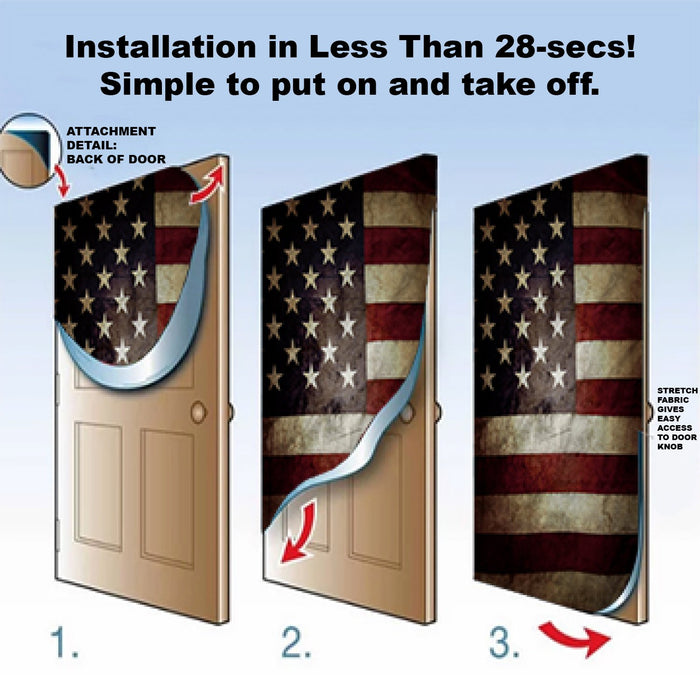 DoorFoto Door Cover Customizable - American Flags with Grave Stones