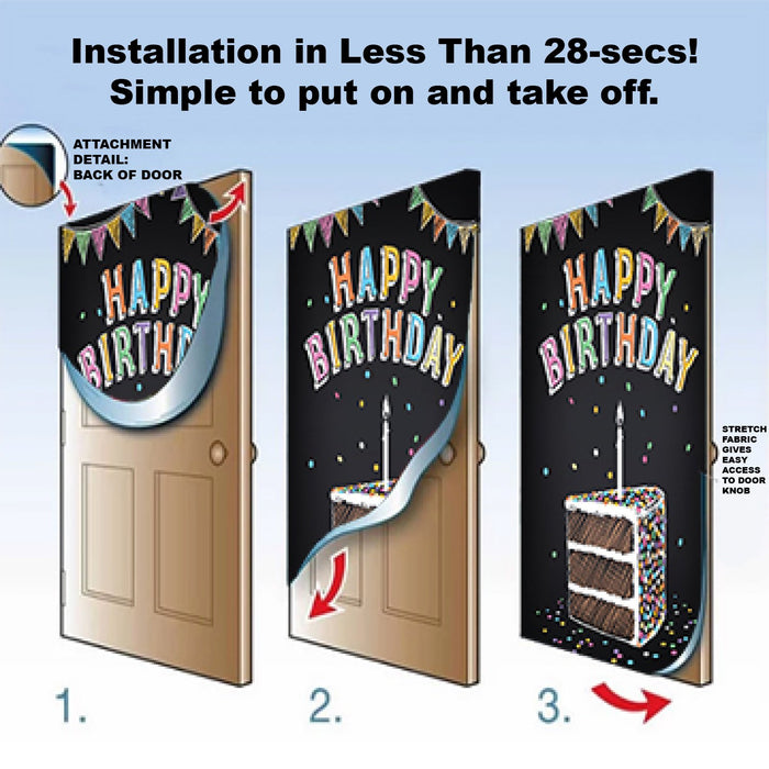 DoorFoto Door Cover Customizable - Happy Birthday on Distressed Wood