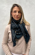 Dark Hampton x Ellie Compton The Quin Navy Wool Silk Scarf Accessories > Scarves & Wraps > Wool Silk Scarves > Dark Hampton Hyde Boutique