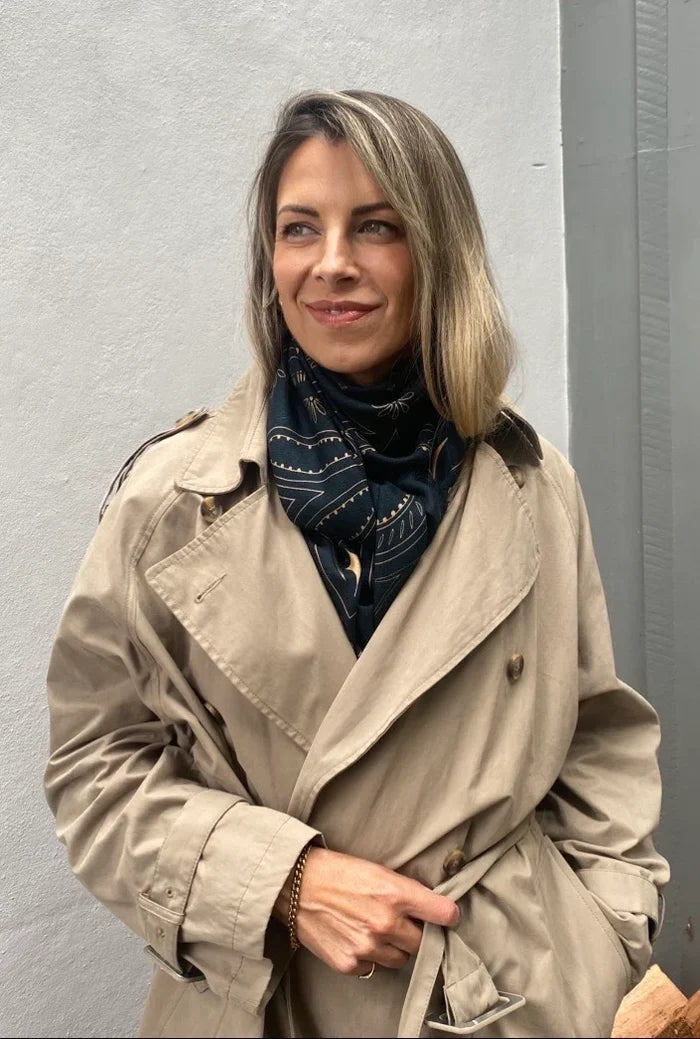 Dark Hampton x Ellie Compton The Quin Navy Wool Silk Scarf Accessories > Scarves & Wraps > Wool Silk Scarves > Dark Hampton Hyde Boutique