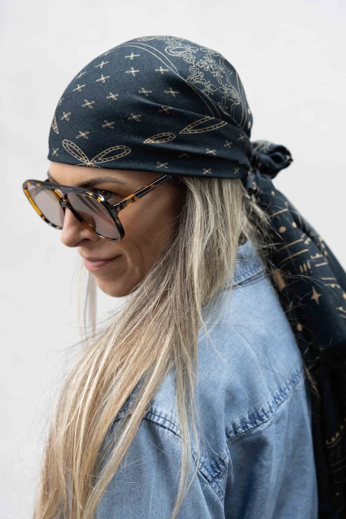 Dark Hampton x Ellie Compton The Quin Navy Wool Silk Scarf Accessories > Scarves & Wraps > Wool Silk Scarves > Dark Hampton Hyde Boutique
