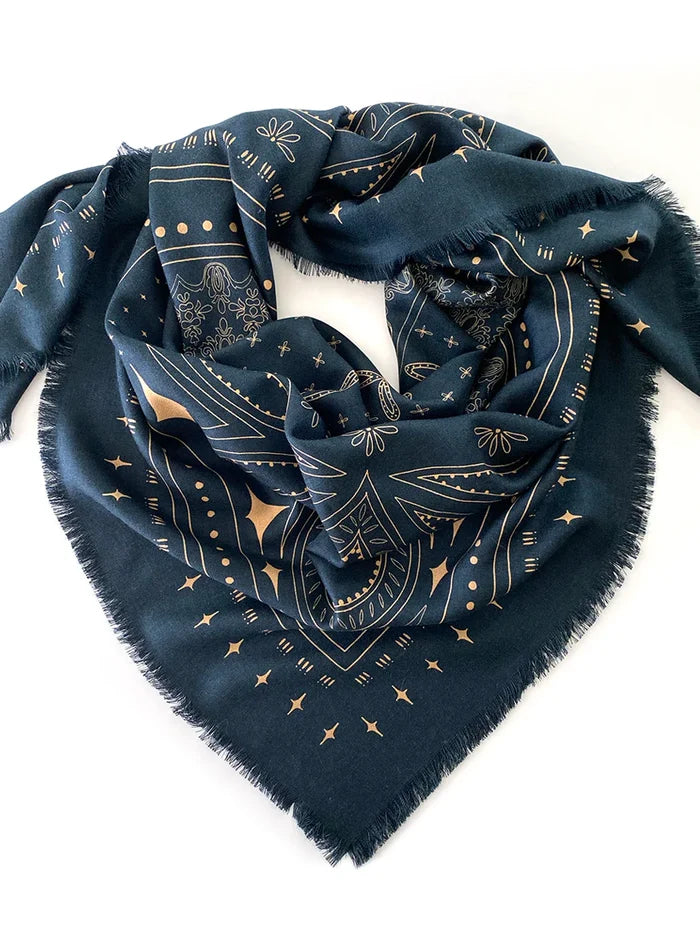 Dark Hampton x Ellie Compton The Quin Navy Wool Silk Scarf Accessories > Scarves & Wraps > Wool Silk Scarves > Dark Hampton Hyde Boutique