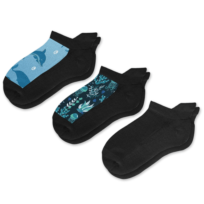 Viasox Dark Waters Ankle Socks Bundle 3-Pack front view