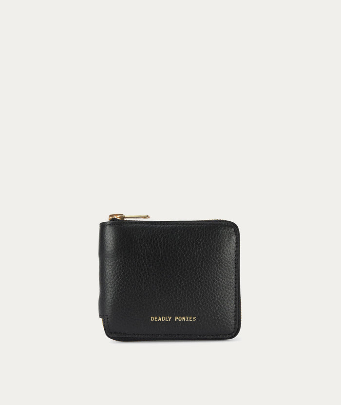Deadly Ponies Unisex Zip Wallet - Black/Brass Accessories > Women > Accessories > Handbags & Accessories > Deadly Ponies Hyde Boutique
