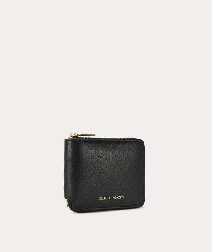 Deadly Ponies Unisex Zip Wallet - Black/Brass Accessories > Women > Accessories > Handbags & Accessories > Deadly Ponies Hyde Boutique