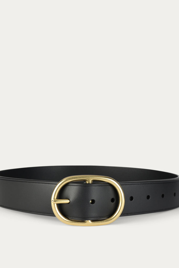 Deadly Ponies Wide Belt Oval - Black/Brass Accessories > Women > Accessories > Belts > Leather Belts > Deadly Ponies Deadly Ponies