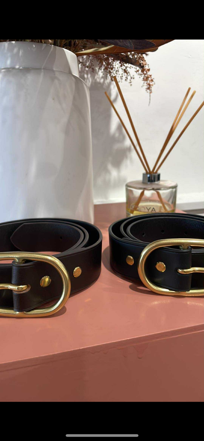 Deadly Ponies Wide Belt Oval - Black/Brass Accessories > Women > Accessories > Belts > Leather Belts > Deadly Ponies Deadly Ponies