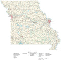 Detailed Missouri Cut-Out Style Digital Map with County Boundaries, Cities, Highways, and more