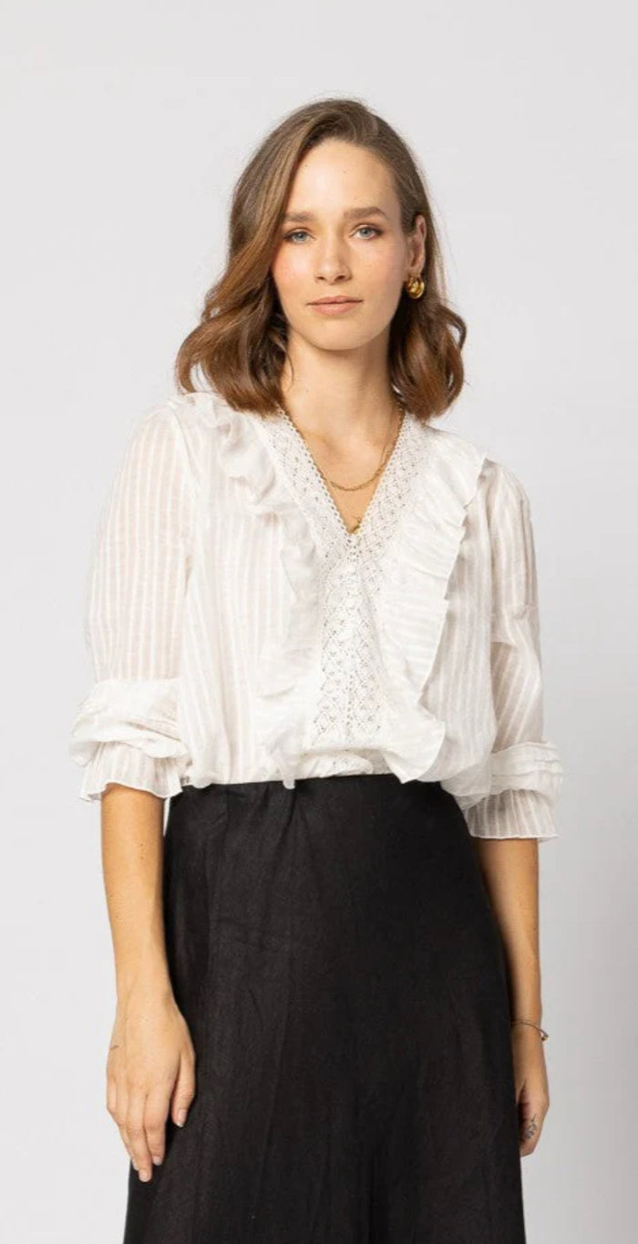 Drama The Label Amelia Blouse - Natural Stripe Arriving First Week September Apparel > Women > Clothing > Tops > Blouses & Shirts > Drama The Label Hyde Boutique