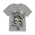 Stylish and edgy Ed Hardy Rhinestone Skull Snake SS Tee in Heather Grey, featuring intricate design details