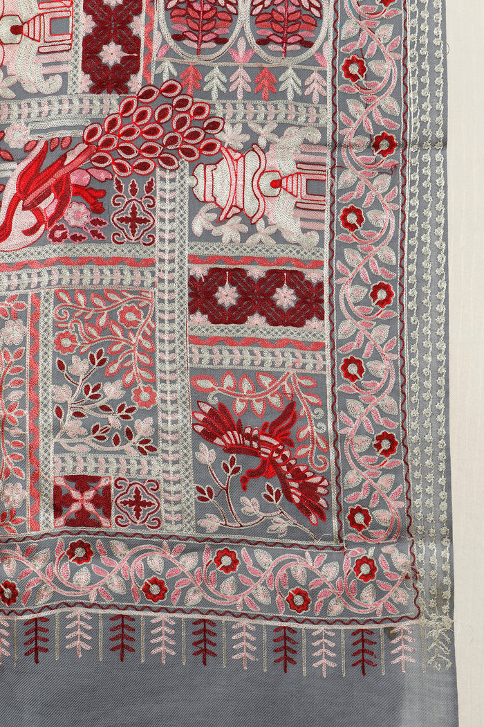Embroidered Full Jaal Shawl – All-Over Machine Embroidery, 45 x 90 inches