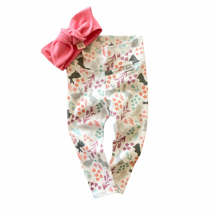 Floral Bunny Leggings with Pink Headband