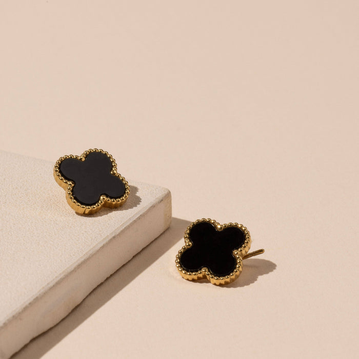 Floral Stud Stainless Black