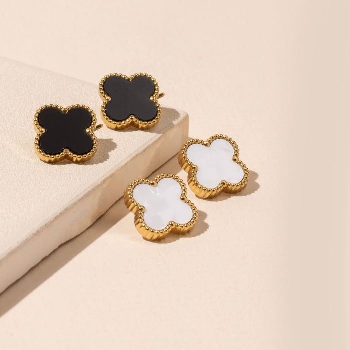 Floral Stud Stainless Black