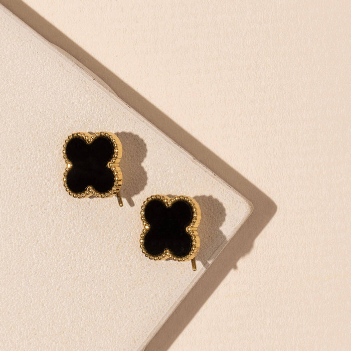 Floral Stud Stainless Black