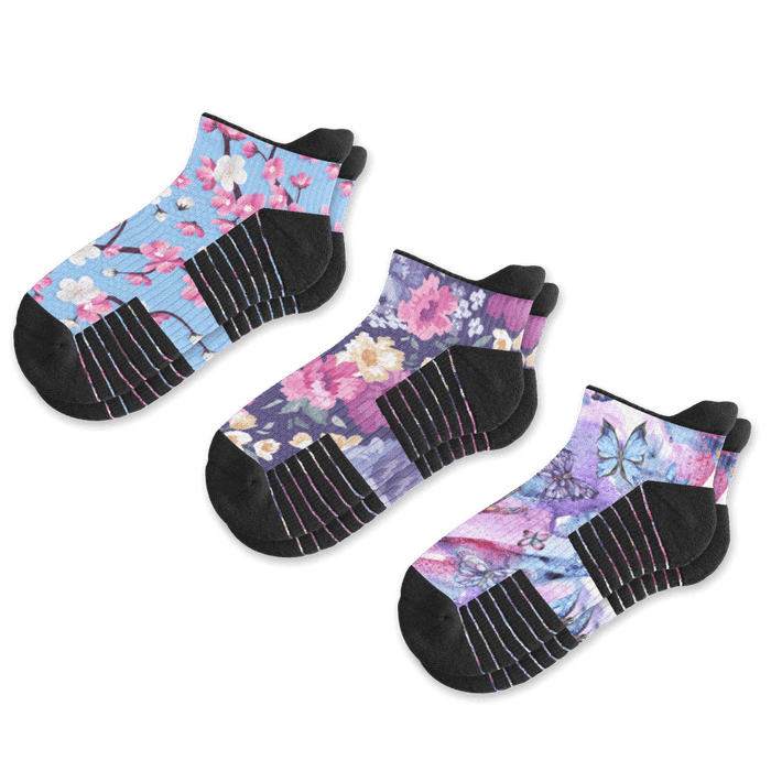 Viasox Flower Power Ankle Compression Socks Bundle 3-Pack front view