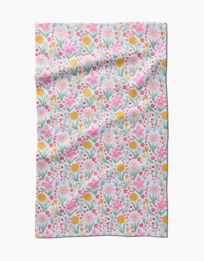 Floral patterned towel on a white background