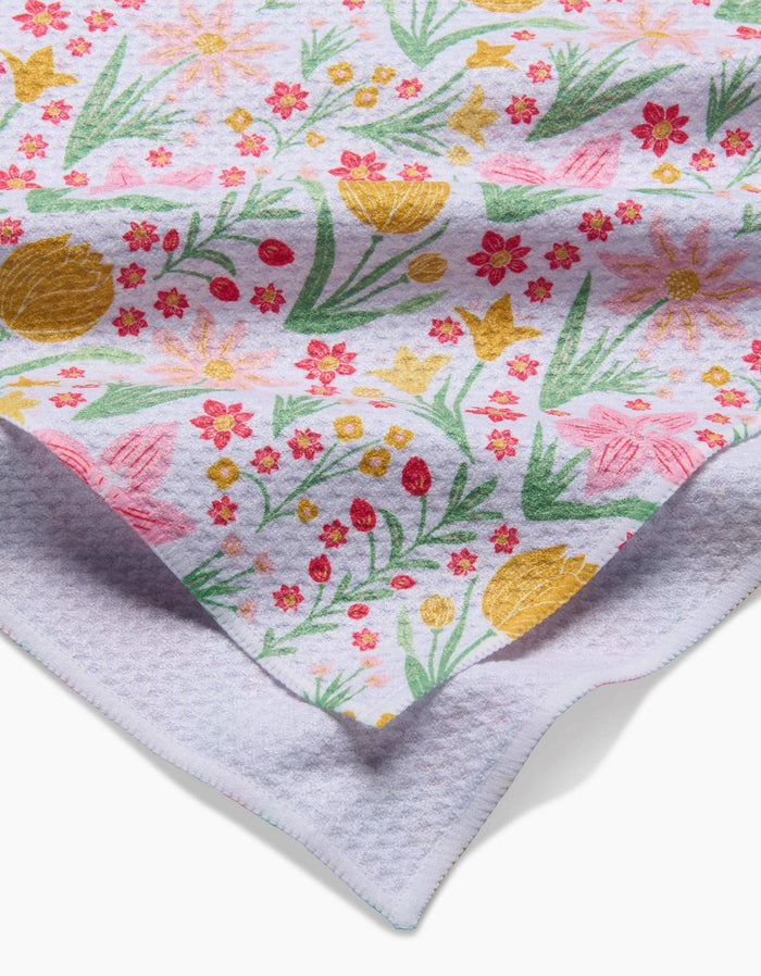 Floral patterned fabric with a white border
