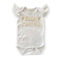 Girl Power Flutter Sleeve White Bodysuit