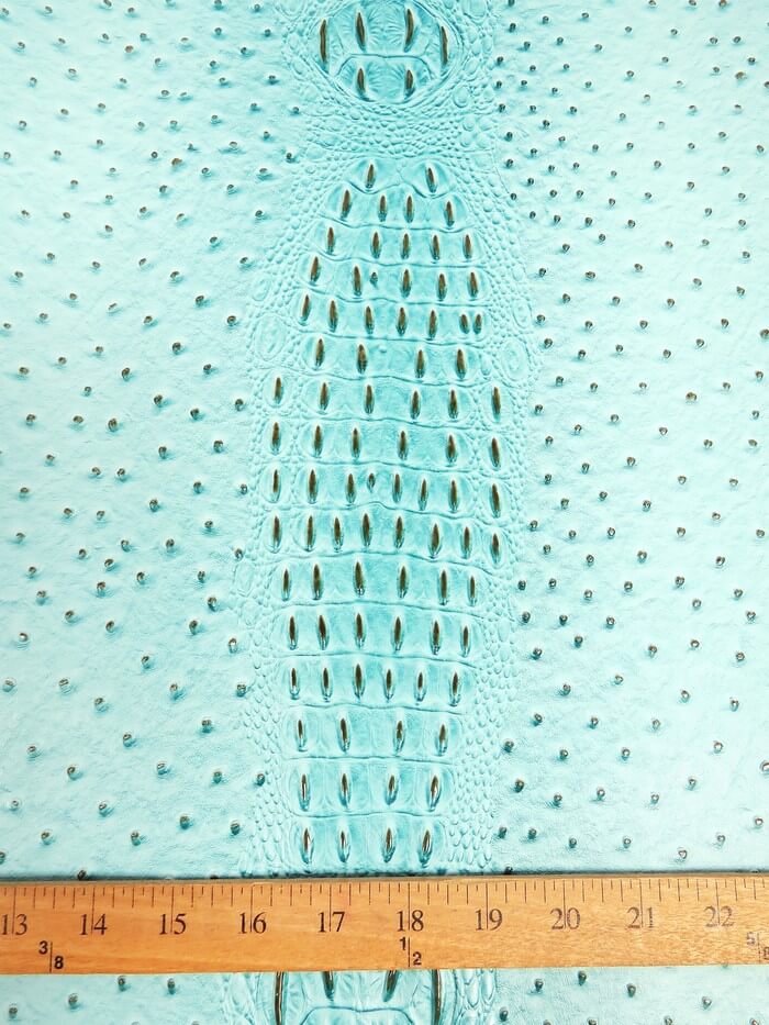 Glacier Blue Mutant Ostrich Gator Embossed Vinyl Fabric / Sold By The Yard