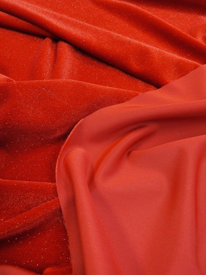 GLITTER STRETCH VELVET 360 GRAMS SPANDEX FABRIC / Olive / Sold by the Yard