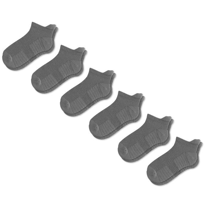 Viasox Gray Ankle Compression Socks Bundle 6-Pack front view