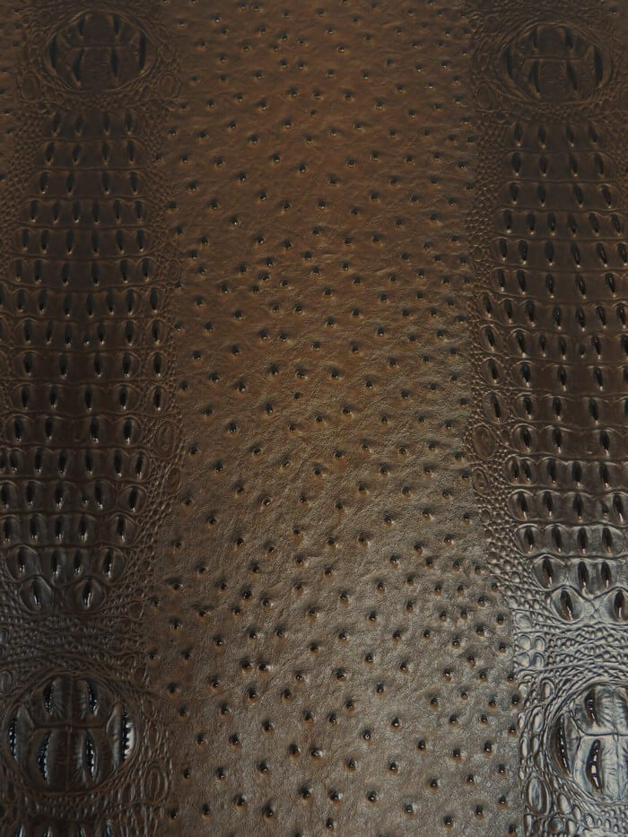 Grizzly Brown Mutant Ostrich Gator Embossed Vinyl Fabric / Sold By The Yard