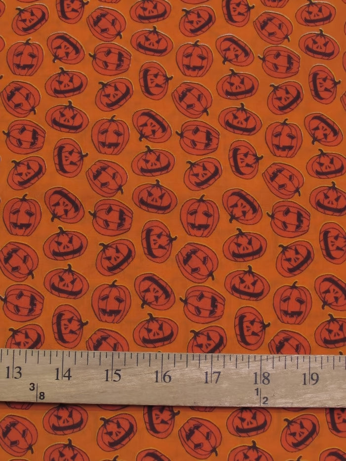 Halloween Pumpkins Orange Poly Cotton Fabric