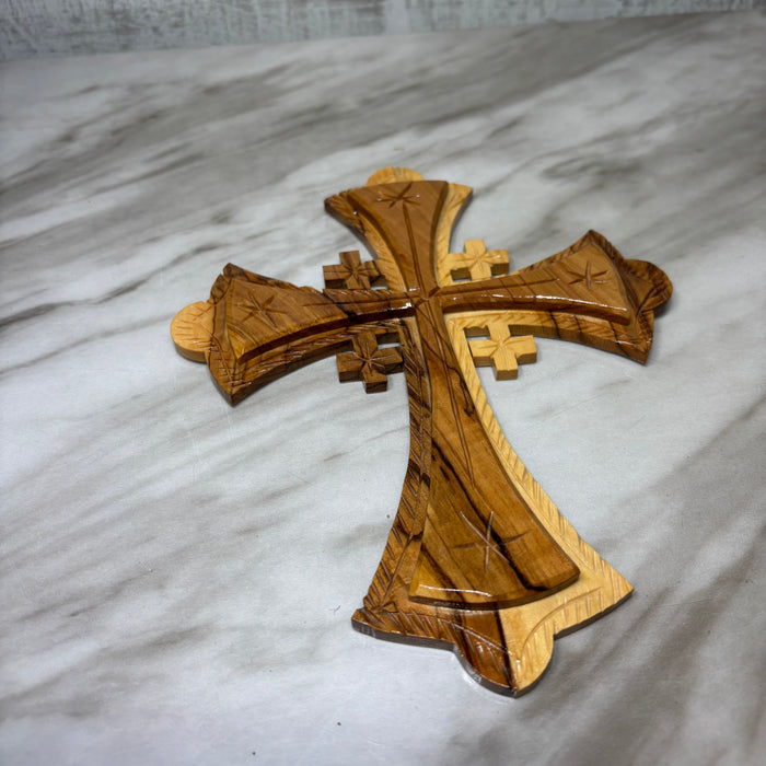 Handcrafted Olive Wood Jerusalem Cross
