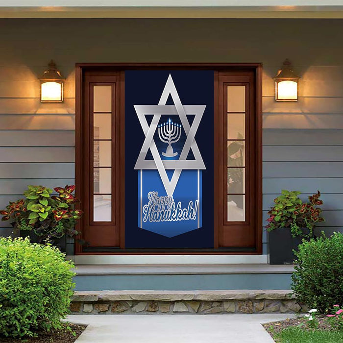 DoorFoto Door Cover Happy Hanukkah David's Star