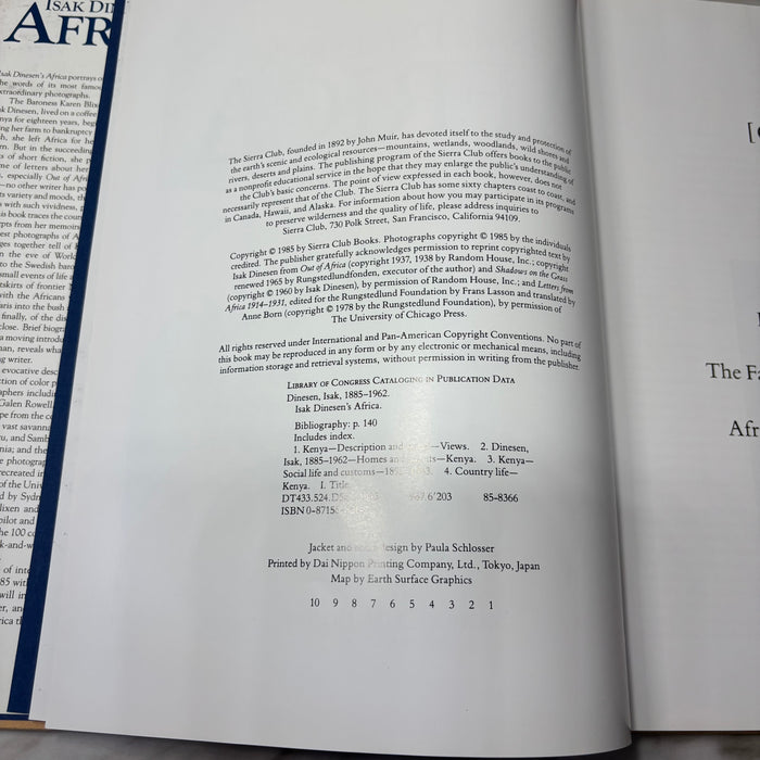 Isak Dinesen's Africa Images of the Wild Continent Hardcover Book