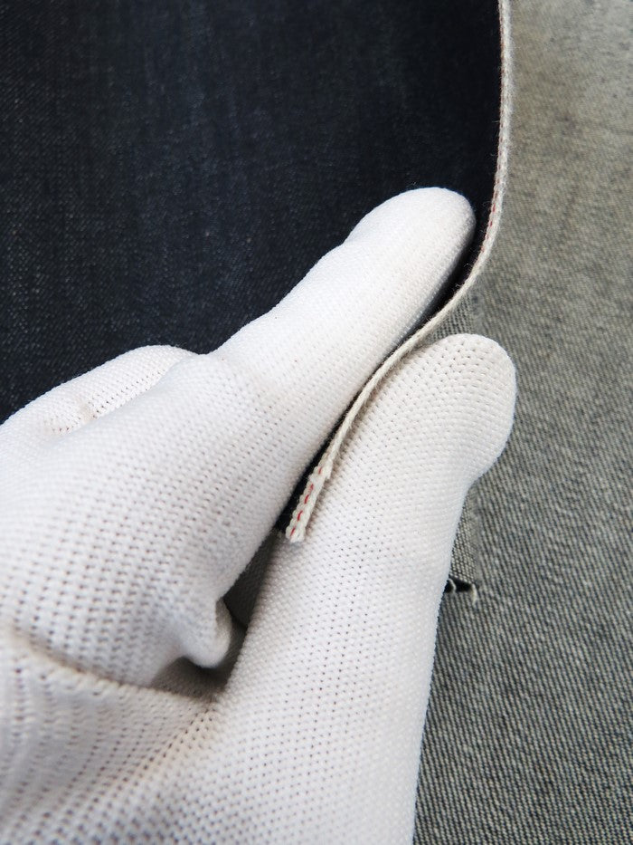 Japanese Selvedge Stretch Denim Fabric 11.5 oz Indigo Red/White Wide Ticker