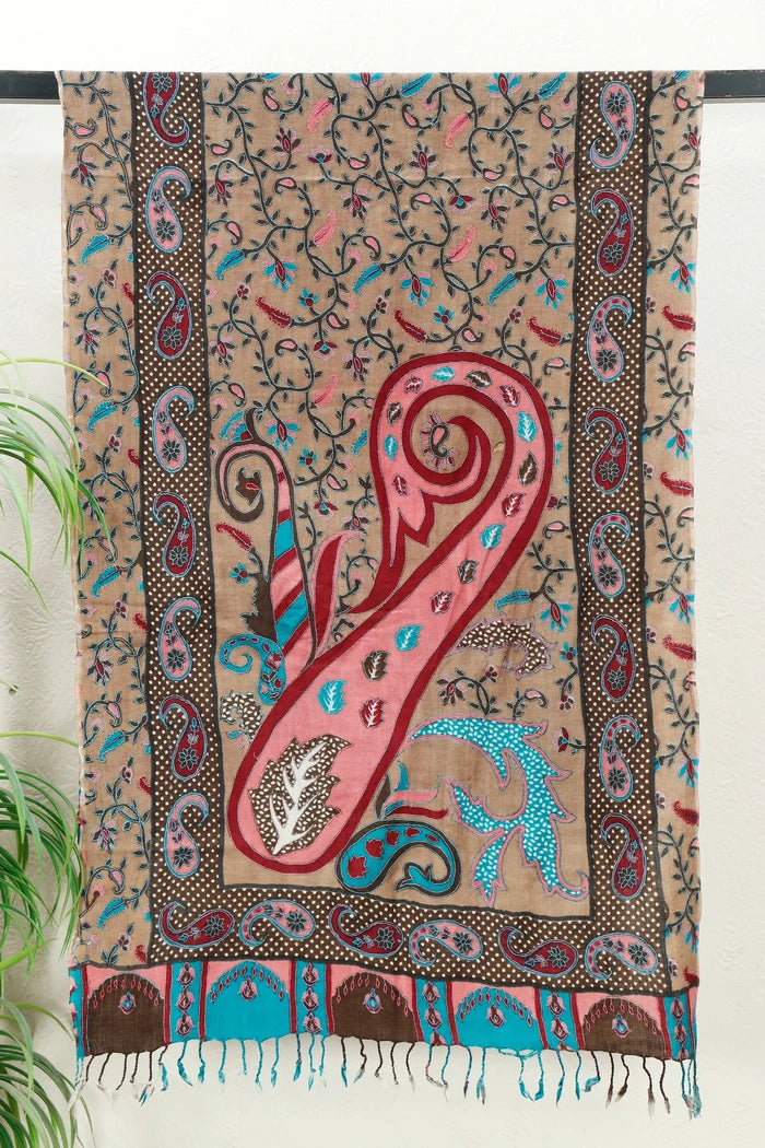 Kalamkar Stole hand-painted everyday stole, front view