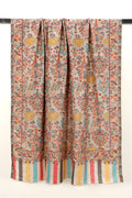 Kani Shawl handwoven Kashmiri wool shawl with kani weave pattern, front view