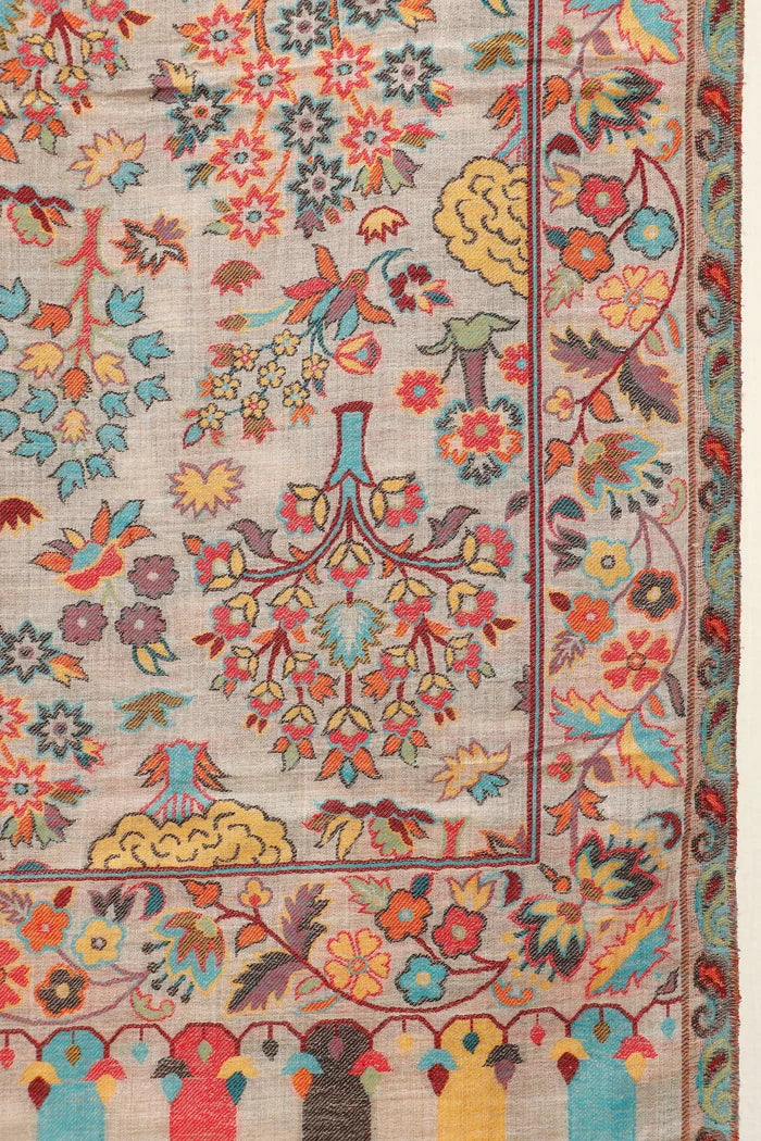 Kani Shawl handwoven Kashmiri wool shawl, detail of woven pattern