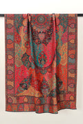 Kani Zari Shawl Kashmiri wool bridal shawl with zari work, front view