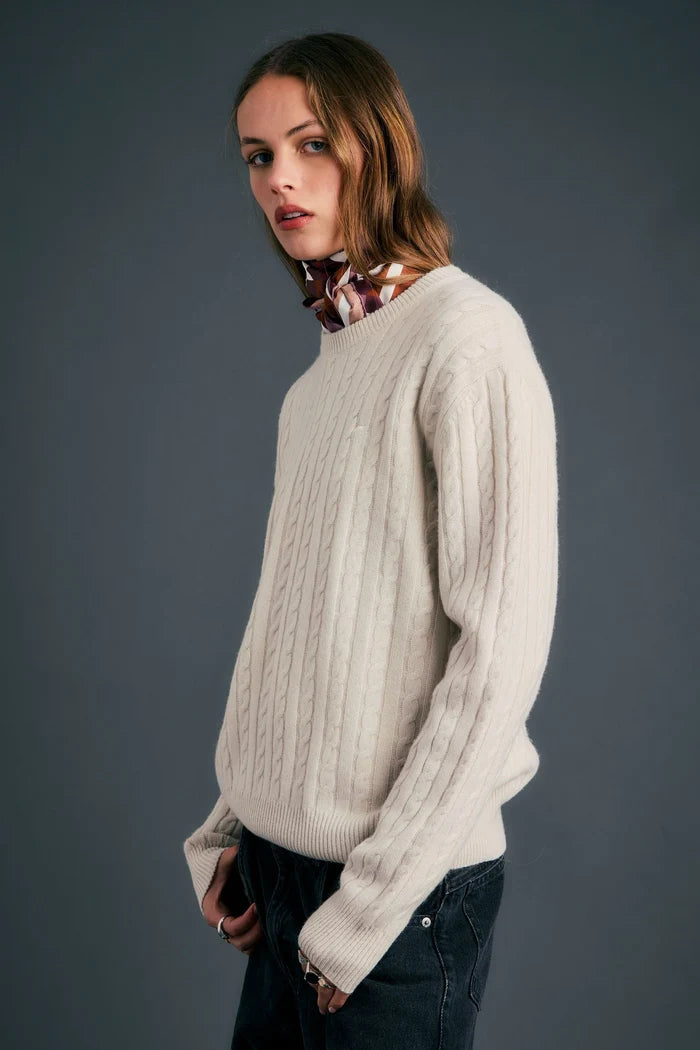 Karen Walker Classic Cable Knit Sweater - Stone Hyde Boutique