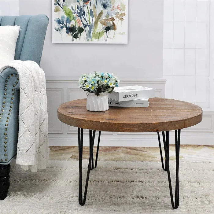 Kobi Rustic Round Farmhouse Coffee Table Canva Home