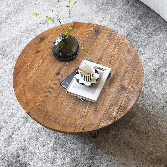 Kobi Rustic Round Farmhouse Coffee Table Canva Home