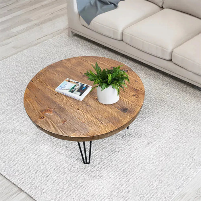 Kobi Rustic Round Farmhouse Coffee Table Canva Home