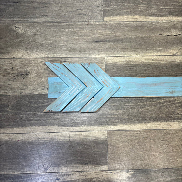 Large Rustic Distressed Light Blue Wood Arrow Wall Decor