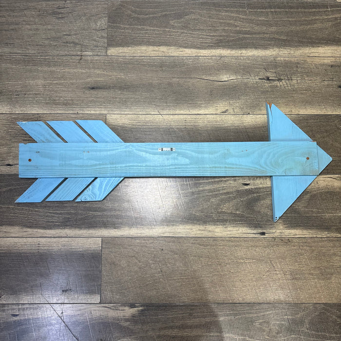 Large Rustic Distressed Light Blue Wood Arrow Wall Decor