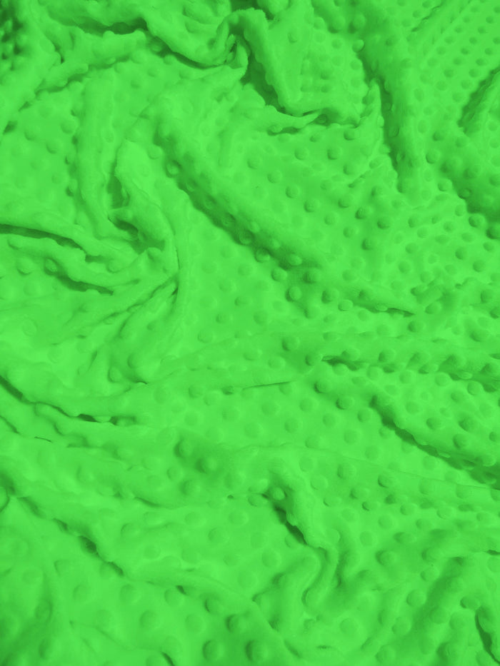 Lime Green Minky Dimple Dot Baby Soft Fabric / Sold By The Yard