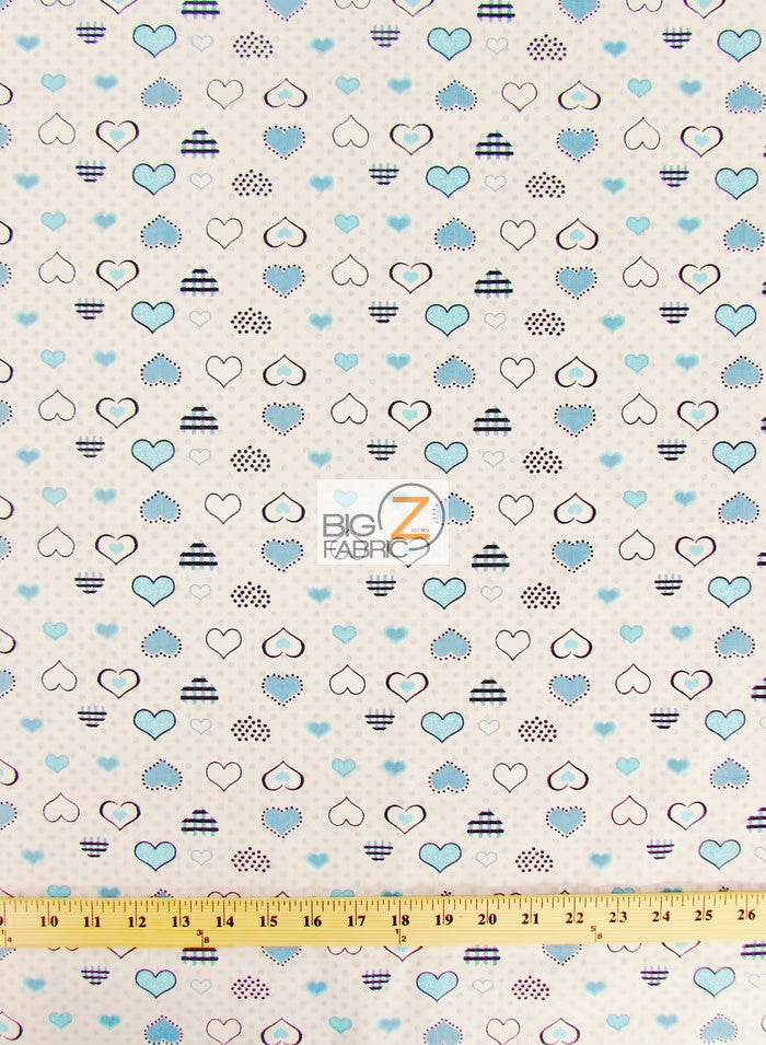 Love Dotted Turquoise Hearts Poly Cotton Fabric