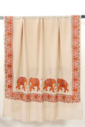 Machine embroidered 4-border shawl, everyday style