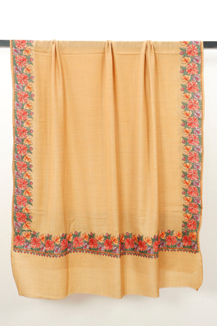 Machine embroidered 4-border shawl, winter style
