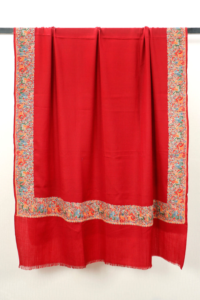 Machine embroidered 4-border shawl, daily wear style