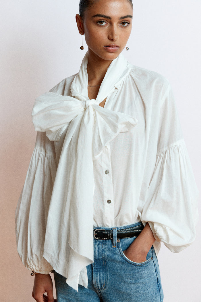 Mahsa Bow Blouse - Cream Hyde Boutique