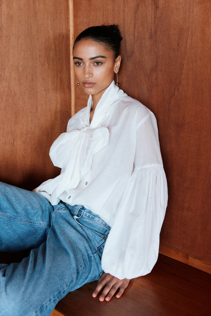 Mahsa Bow Blouse - Cream Hyde Boutique