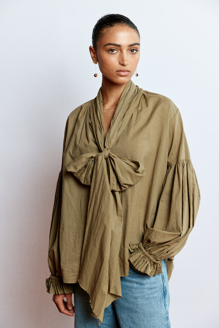 Mahsa Bow Blouse - Kelp Hyde Boutique